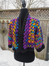 Load image into Gallery viewer, Crochet Granny Square Cardigan: Rainbow Hexagon Jacket