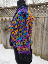 Load image into Gallery viewer, Crochet Granny Square Cardigan: Rainbow Hexagon Jacket