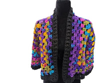 Load image into Gallery viewer, Crochet Granny Square Cardigan: Rainbow Hexagon Jacket