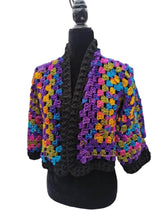Load image into Gallery viewer, Crochet Granny Square Cardigan: Rainbow Hexagon Jacket