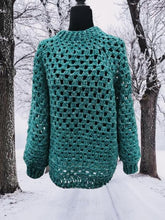 Load image into Gallery viewer, Oversized Granny Square Crochet Cardigan: Handmade Sweater
