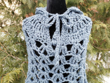 Load image into Gallery viewer, Crochet Hooded Poncho: Night Sky Lace Cape