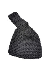 Load image into Gallery viewer, Crochet Japanese Knot Purse, Black Metallic Sparkle Mini Evening Bag