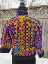 Load image into Gallery viewer, Crochet Granny Square Cardigan: Rainbow Hexagon Jacket