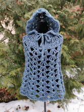 Load image into Gallery viewer, Crochet Hooded Poncho: Night Sky Lace Cape