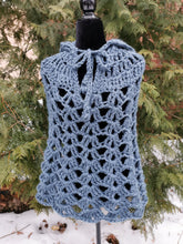 Load image into Gallery viewer, Crochet Hooded Poncho: Night Sky Lace Cape
