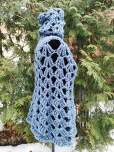 Load image into Gallery viewer, Crochet Hooded Poncho: Night Sky Lace Cape