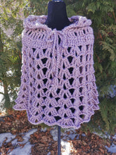 Load image into Gallery viewer, Crochet Hooded Cape: Soft Lace Cluster Poncho