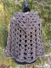 Load image into Gallery viewer, Crochet Hooded Cape: Soft Lace Cluster Poncho