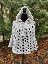 Load image into Gallery viewer, Hooded Crochet Cape, Poncho with Hood