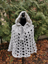 Load image into Gallery viewer, Hooded Crochet Cape, Poncho with Hood