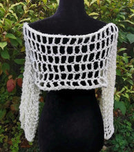 Load image into Gallery viewer, Crochet Mesh Shrug, Vanilla Long Sleeve Bolero, S-XL