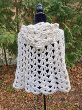 Load image into Gallery viewer, Crochet Hooded Cape: Cream Lace Cluster Poncho, Travel Accessory