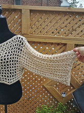 Load image into Gallery viewer, Beige Crochet Sleeves, Bolero Shrug: Ribbon Yarn Open-Front Top
