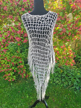 Load image into Gallery viewer, Crochet Rhinestone Poncho: White Iridescent Sparkle, Handmade