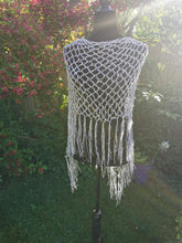 Load image into Gallery viewer, Crochet Rhinestone Poncho: White Iridescent Sparkle, Handmade