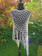 Load image into Gallery viewer, Crochet Rhinestone Poncho: White Iridescent Sparkle, Handmade