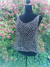 Load image into Gallery viewer, Crochet Open Side Festival Top: Metallic Rainbow Rave Tunic