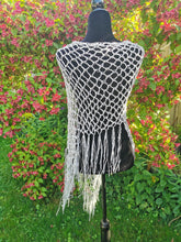 Load image into Gallery viewer, Crochet Rhinestone Poncho: White Iridescent Sparkle, Handmade