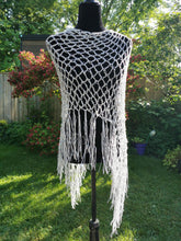 Load image into Gallery viewer, Crochet Rhinestone Poncho: White Iridescent Sparkle, Handmade