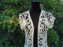 Load image into Gallery viewer, Crochet Flower Granny Square Vest: Cream Cotton Beach Coverup