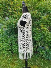Load image into Gallery viewer, Crochet Flower Granny Square Vest: Cream Cotton Beach Coverup