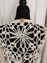 Load image into Gallery viewer, Crochet Flower Granny Square Vest: Cream Cotton Beach Coverup