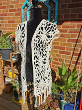 Load image into Gallery viewer, Crochet Flower Granny Square Vest: Cream Cotton Beach Coverup