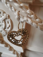 Load image into Gallery viewer, Festive Wooden Heart Garland, Birthday Decor, Baby Shower Garland, Nursery Decoration