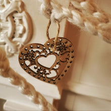 Load image into Gallery viewer, Festive Wooden Heart Garland, Birthday Decor, Baby Shower Garland, Nursery Decoration