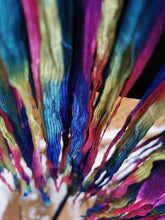 Load image into Gallery viewer, Crochet Rainbow Ribbon Poncho with Fringe