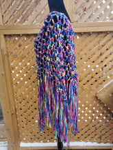Load image into Gallery viewer, Crochet Rainbow Ribbon Poncho with Fringe