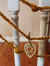 Load image into Gallery viewer, Festive Wooden Heart Crochet Garland, Birthday Decor, Baby Shower Garland, Nursery Decoration