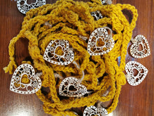 Load image into Gallery viewer, Festive Wooden Heart Crochet Garland, Birthday Decor, Baby Shower Garland, Nursery Decoration