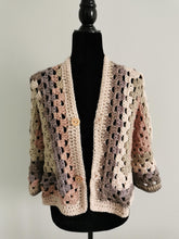 Load image into Gallery viewer, Cropped Crochet Granny Square Cardigan: Pastel Hexagon Jacket