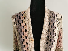Load image into Gallery viewer, Cropped Crochet Granny Square Cardigan: Pastel Hexagon Jacket