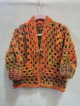 Load image into Gallery viewer, Children Crochet Cardigan, Toddler Autumn Sweater, Boho-Chic Acrylic Knit, size 5-10