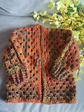 Load image into Gallery viewer, Children Crochet Cardigan, Toddler Autumn Sweater, Boho-Chic Acrylic Knit, size 5-10