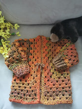 Load image into Gallery viewer, Children Crochet Cardigan, Toddler Autumn Sweater, Boho-Chic Acrylic Knit, size 5-10
