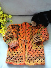 Load image into Gallery viewer, Children Crochet Cardigan, Toddler Autumn Sweater, Boho-Chic Acrylic Knit, size 5-10