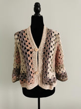 Load image into Gallery viewer, Cropped Crochet Granny Square Cardigan: Pastel Hexagon Jacket