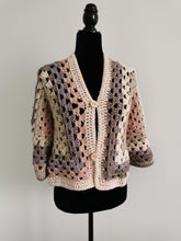 Load image into Gallery viewer, Cropped Crochet Granny Square Cardigan: Pastel Hexagon Jacket