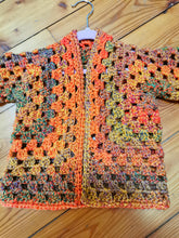 Load image into Gallery viewer, Children Crochet Cardigan, Toddler Autumn Sweater, Boho-Chic Acrylic Knit, size 5-10