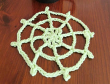 Load image into Gallery viewer, Glow in the Dark Crochet Spider Web Coaster Set, Spooky Decor