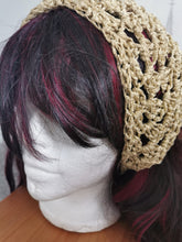 Load image into Gallery viewer, Crochet Bandana, Gold Metallic Head Scarf