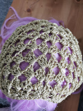 Load image into Gallery viewer, Crochet Bandana, Gold Metallic Head Scarf