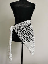 Load image into Gallery viewer, Crochet Sequin Scarf, White and Iridescent sequinned Triangle Scarf