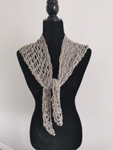 Load image into Gallery viewer, Crochet Shimmer Triangle Shawl – Handmade sparkly Festival Wrap, Boho Shawl, Belt Accessory