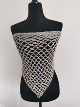 Load image into Gallery viewer, Crochet Shimmer Triangle Shawl – Handmade sparkly Festival Wrap, Boho Shawl, Belt Accessory