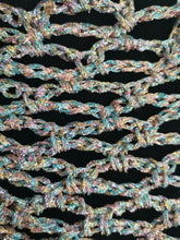 Load image into Gallery viewer, Crochet Shimmer Triangle Shawl – Handmade sparkly Festival Wrap, Boho Shawl, Belt Accessory